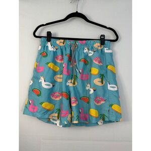 Boardies Apparel Swim Trunks Men Large Turquoise Novelty Pool Float Print Shorts